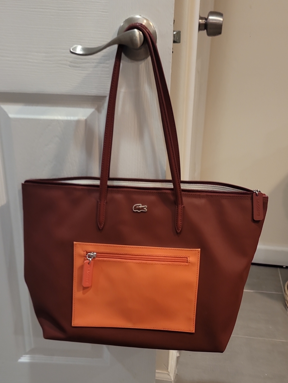 Lacoste Two-Tone Brown and Orange Tote